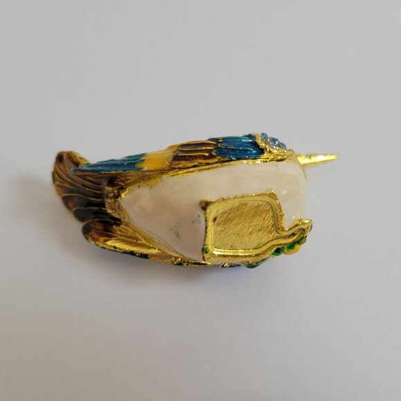 Enamel Hummingbird Trinket Box With Crystals & Magnetic Closure - Picture 4 of 5